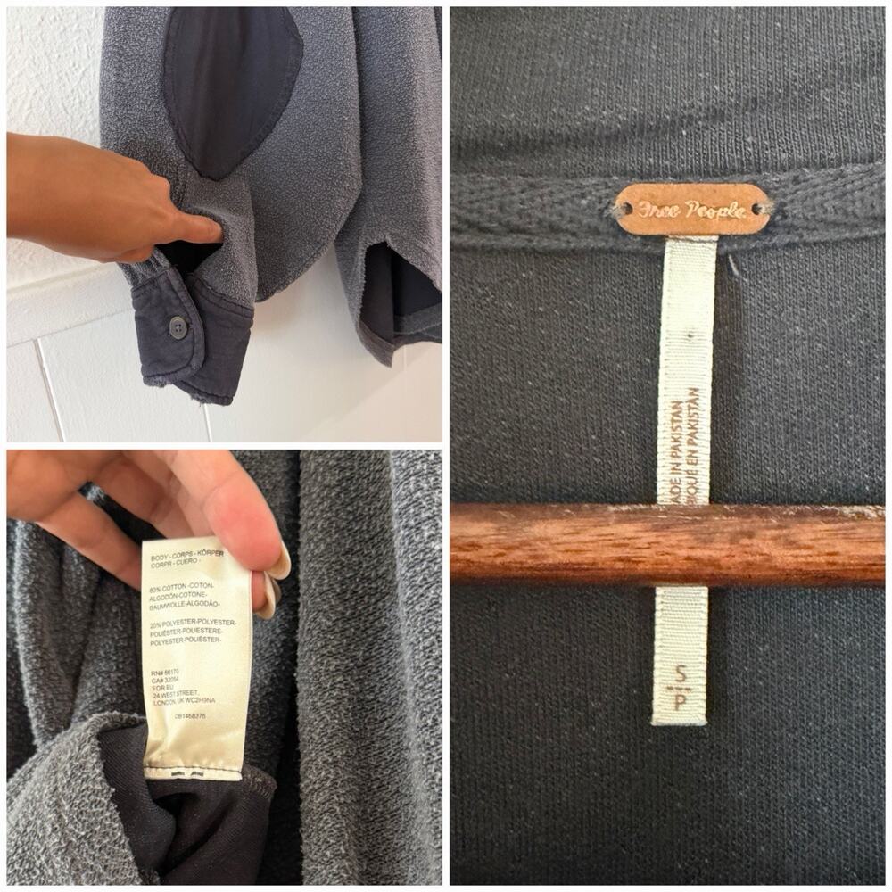 Free People Ruby Fleece Shirt Jacket Plum Gray S Oversized Button Front Pockets - Picture 5 of 9